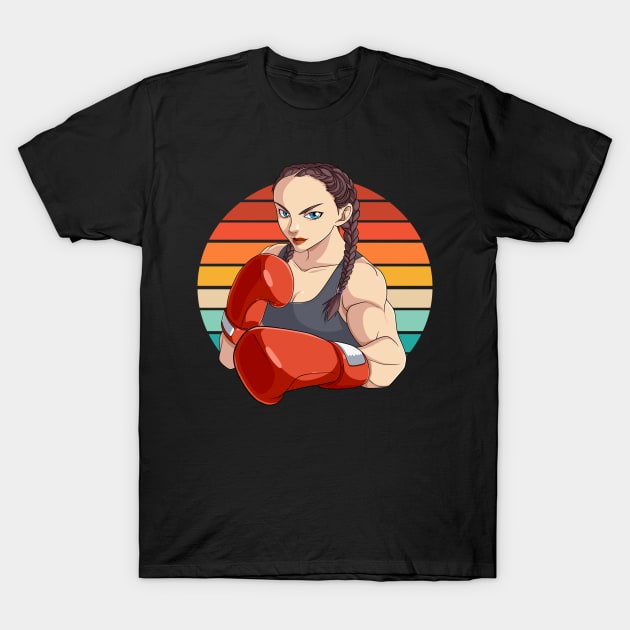 Female Boxer Boxing Girl Knockout Gloves Fighter T-Shirt by Noseking